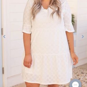 Chic soul NWOT size 1x white eyelet midi dress